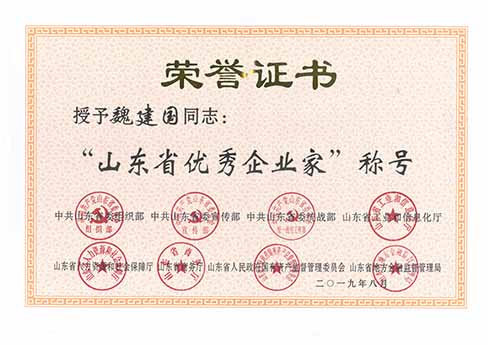 魏建國(guó)榮獲“山東省優(yōu)秀企業(yè)家”稱號(hào)
